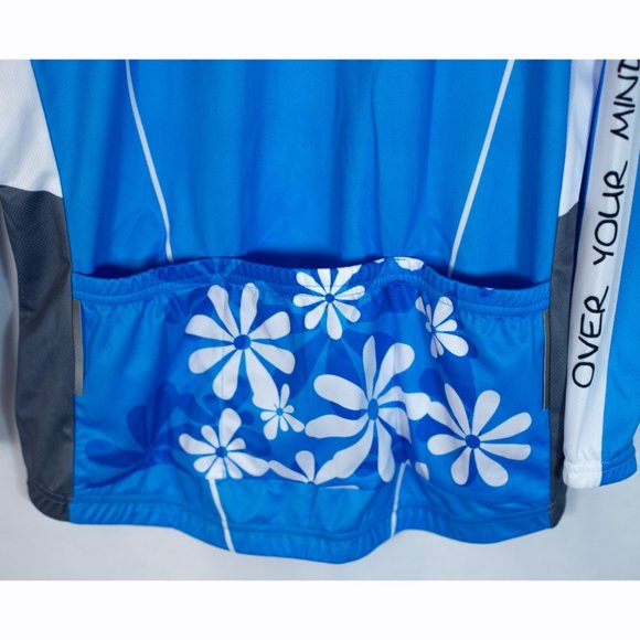 Sponeed Women's Cycling Long Sleeve Jersey Blue White Three Pockets Back Size M - Picture 10 of 14